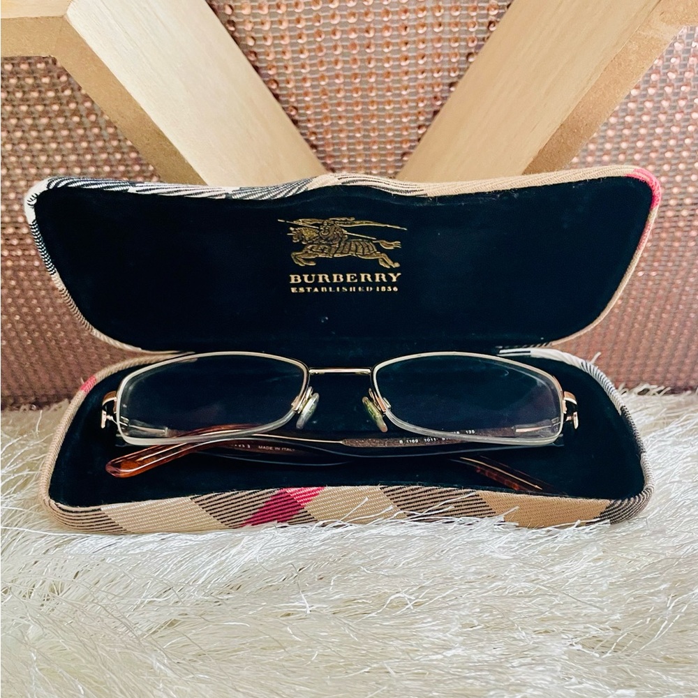 Authentic Burberry Eyeglass Frames Gold Clear Bro… - image 2